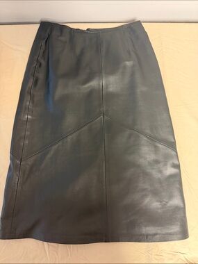 Harold's Black Faux Leather Midi Skirt